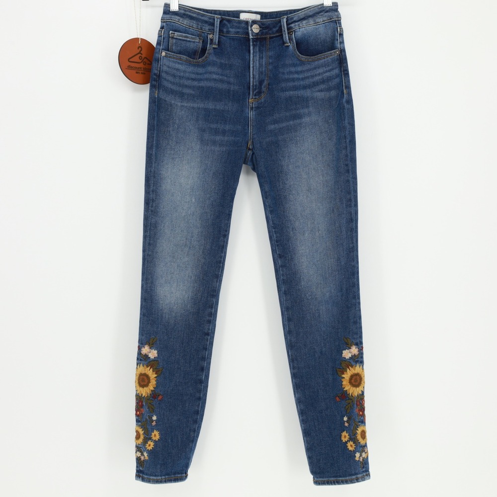 Driftwood‎ Jackie High Rise Skinny Jeans Sunflower Floral Embroidered Size 27